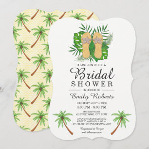 Tropical Watercolor Flip Flops Bridal Shower Invitation