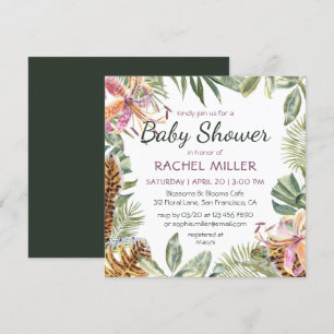 Tropical Watercolor Floral Baby Shower Invitation
