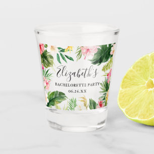 Tropical Watercolor Floral Bachelorette Party Shot Glass