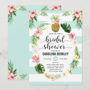 Tropical Watercolor Floral Bridal Shower Card