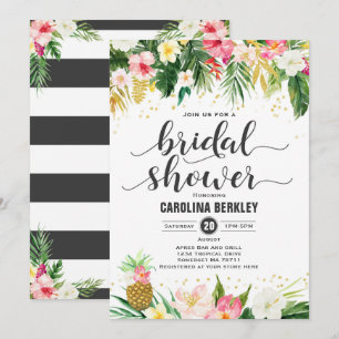 Tropical Watercolor Floral Bridal Shower Card