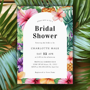 Tropical Watercolor Floral Bridal Shower Invitation