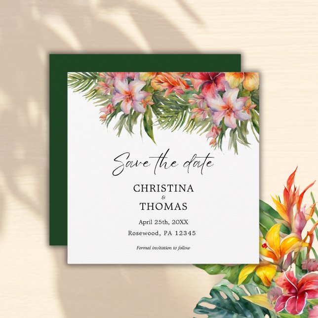 Tropical Watercolor Floral Save the Date (Creator Uploaded)