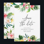 Tropical watercolor floral save the date<br><div class="desc">Beautiful modern Tropical watercolor floral save the date. Beautiful script text. Part of a summer wedding celebration collection.</div>