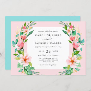 Tropical Watercolor Floral Wedding Invitation
