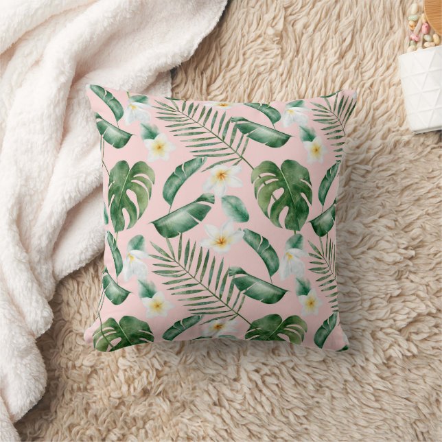 Tropical Watercolor Flower Pattern Cushion (Blanket)