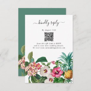 Tropical Watercolor Flowers & Greenery Wedding Enclosure Card