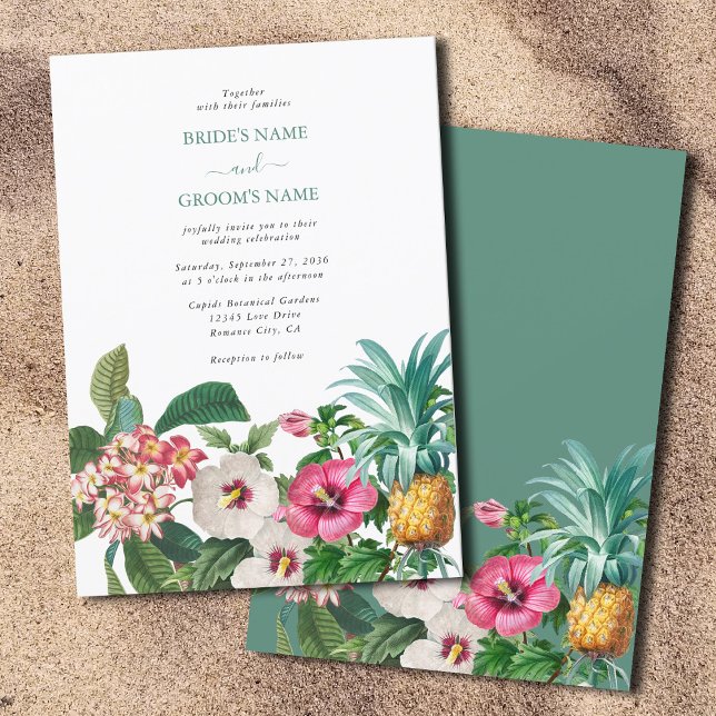 Tropical Watercolor Flowers & Greenery Wedding Invitation (Tropical Watercolor Flowers & Greenery Wedding Invitation)