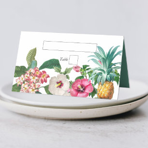 Tropical Watercolor Flowers & Greenery Wedding Place Card