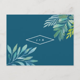 Tropical Watercolor Foliage Engagement Party Invitation Postcard