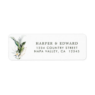 Tropical Watercolor Foliage Return Address Label