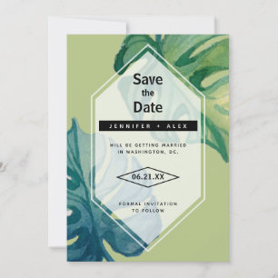 Tropical Watercolor Foliage Save The Date