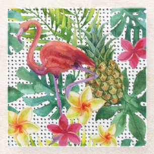 Tropical Watercolor Glass Coaster