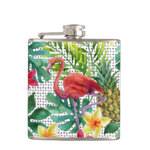 Tropical Watercolor Hip Flask