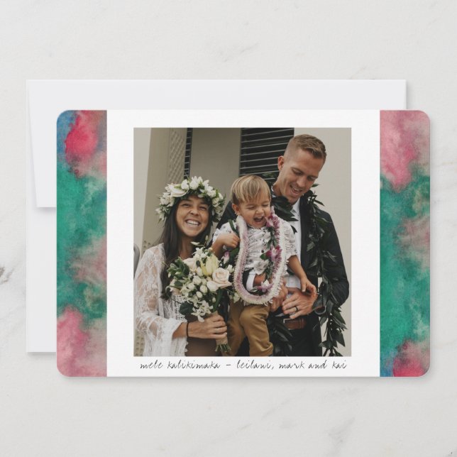 Tropical Watercolor Holiday Greeting Card (Front)