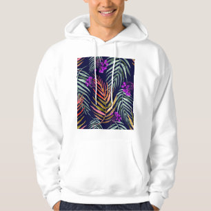 Tropical watercolor leaves, abstract splash. hoodie