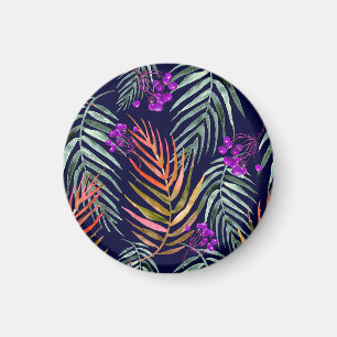 Tropical watercolor leaves, abstract splash. magnet