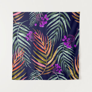 Tropical watercolor leaves, abstract splash. tapestry