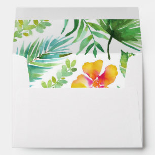 Tropical Watercolor Leaves Envelope with Liner
