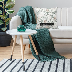 Tropical Watercolor Leaves & Flowers Pattern Cushion