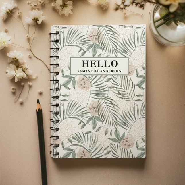 Tropical Watercolor Leaves & Flowers Pattern Notebook (Creator Uploaded)