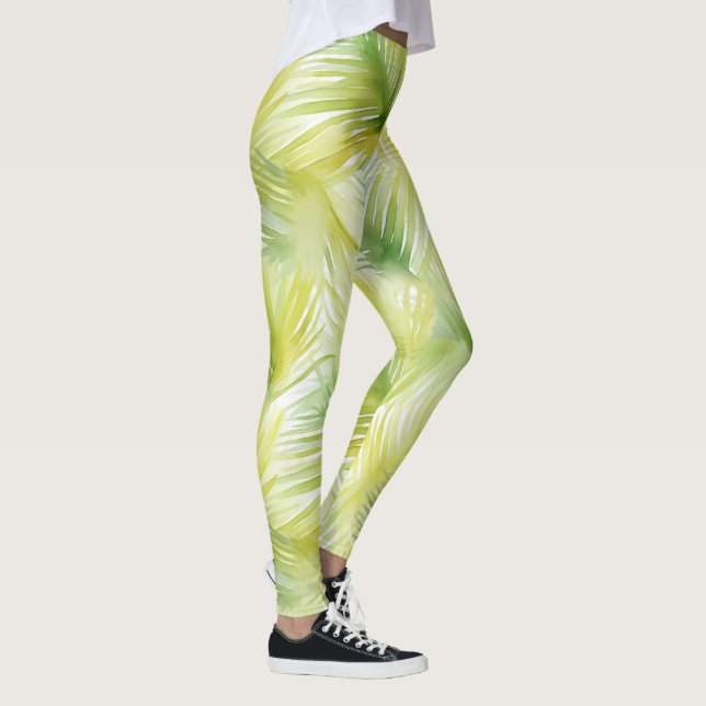 Tropical Watercolor Leaves Leggings (Right)