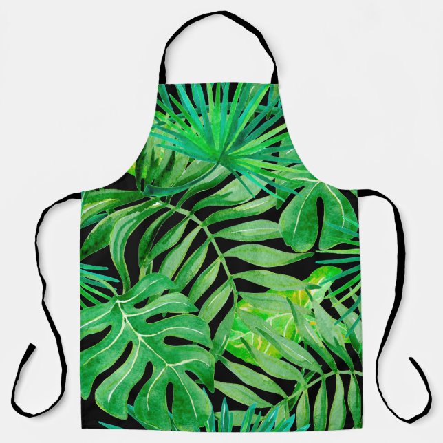 Tropical Watercolor Leaves: Seamless Elegance. Apron (Front)