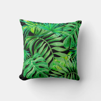 Tropical Watercolor Leaves: Seamless Elegance. Cushion