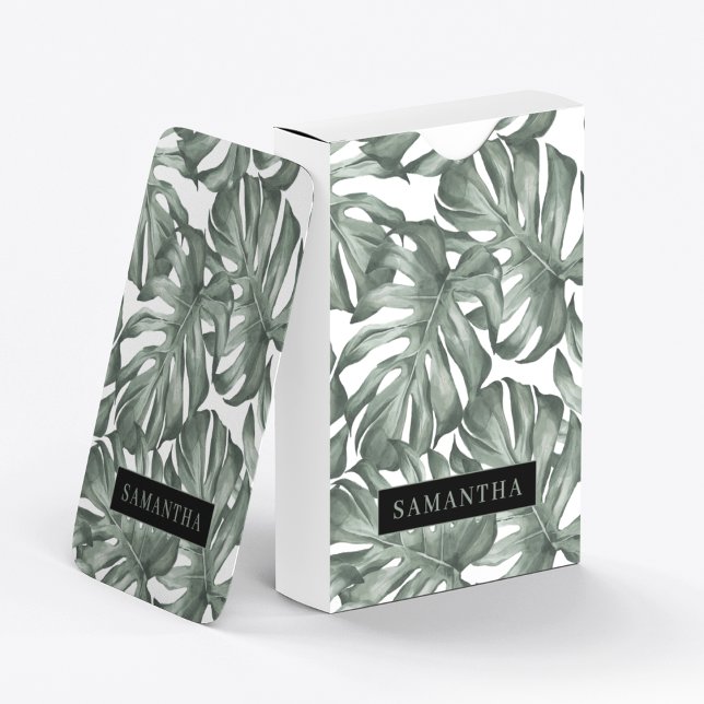 Tropical Watercolor Modern Oasis Leaves Pattern Playing Cards (Creator Uploaded)
