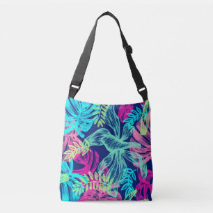 Tropical Watercolor Neon Leaves Artwork   Crossbody Bag