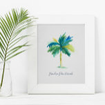 Tropical Watercolor Palm Tree Motivational Poster<br><div class="desc">Add a peaceful coastal touch to your Florida home or beach house with this custom watercolor print from my Palm Tree Florida Watercolors collection. This motivational poster features a hand-painted palm tree swaying in tropical shades of turquoise, green, and blue, paired with the quote: "I bend so I don’t break.”...</div>