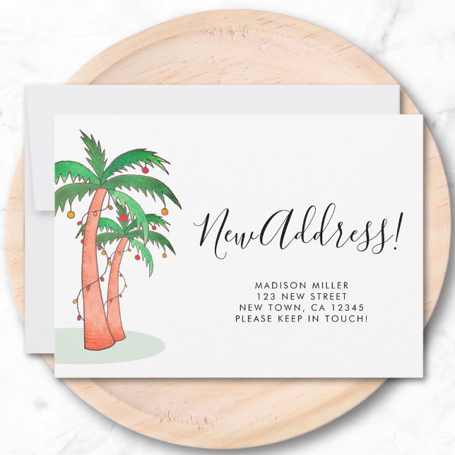 Tropical Watercolor Palm Tree Moving  Announcement (Creator Uploaded)