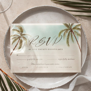 Tropical Watercolor Palm Tree RSVP Entrée Choices