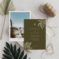 Tropical Watercolor Palm Trees Boho Wedding Photo