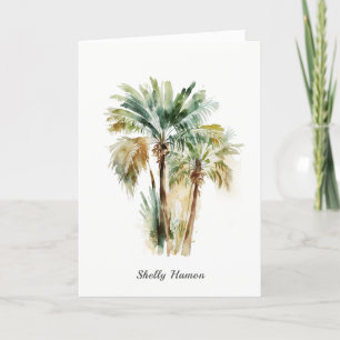 Tropical Watercolor Palm Trees Note Card