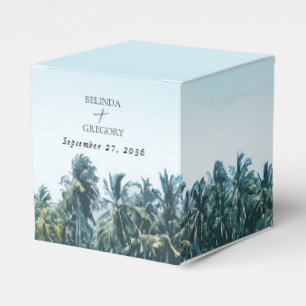 Tropical Watercolor Palms & Beach Wedding Favour Box