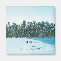 Tropical Watercolor Palms & Beach Wedding