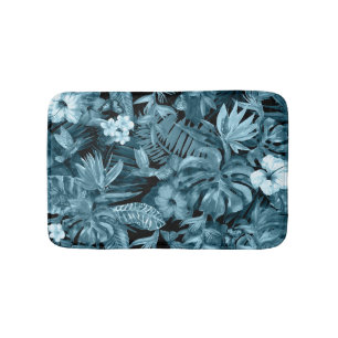 Tropical Watercolor Paradise: Jungle Blossom Bath Mat