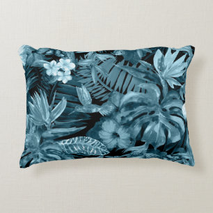 Tropical Watercolor Paradise: Jungle Blossom Decorative Cushion
