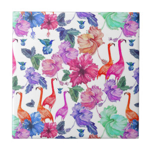 Tropical Watercolor Pattern Ceramic Tile