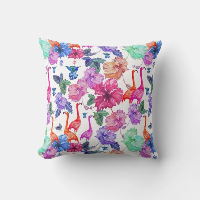 Tropical Watercolor Pattern Cushion (Front)