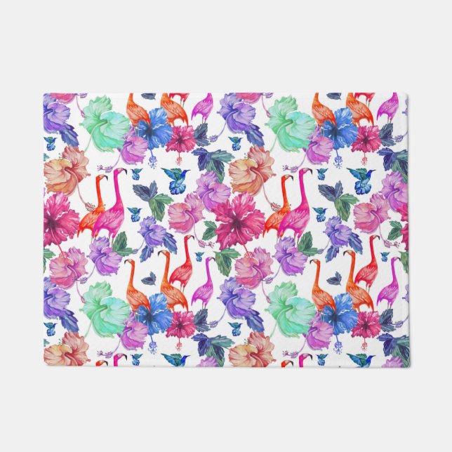 Tropical Watercolor Pattern Doormat (Front)