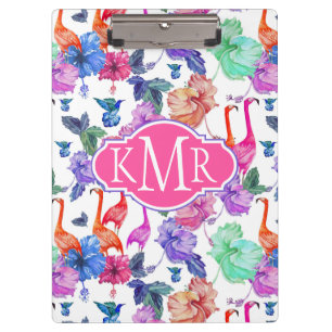 Tropical Watercolor Pattern   Monogram Clipboard