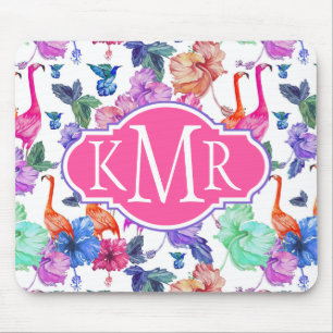 Tropical Watercolor Pattern   Monogram Mouse Pad