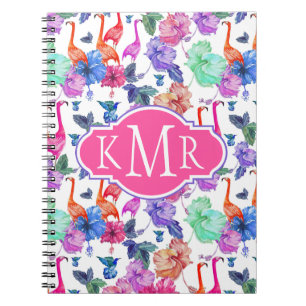 Tropical Watercolor Pattern Monogram Notebook