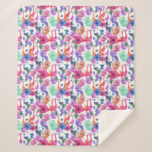 Tropical Watercolor Pattern Sherpa Blanket