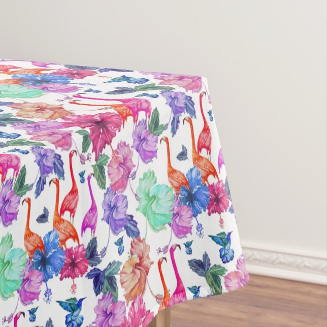 Tropical Watercolor Pattern Tablecloth (In Situ)
