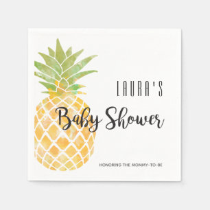 Tropical Watercolor Pineapple   Baby Shower Napkin