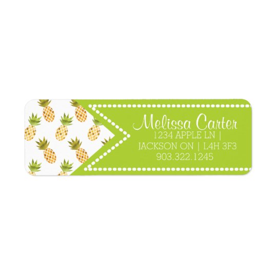 Tropical Watercolor Pineapple Pattern Return Address Label
