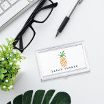 Tropical Watercolor Pineapple Personalised Business Card Holder<br><div class="desc">Design features a pineapple illustration,  the traditional symbol of hospitality,  in pretty watercolors. Personalise with a name or text of your choice. Coordinating accessories,  including matching business cards,  available in our shop!</div>